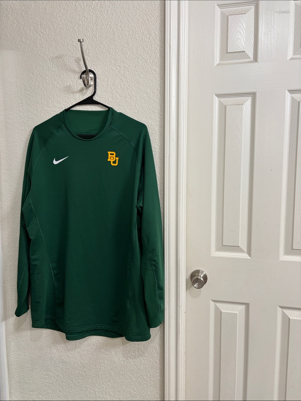 Nike Green Baylor BU Long Sleeve Top with Yellow Logo